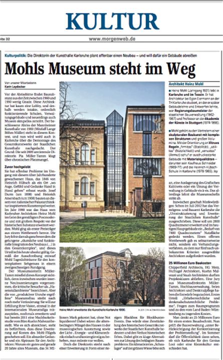 Original-Layout des Artikels von Karin Leydecker im Mannheimer Morgen am 26.01.2013